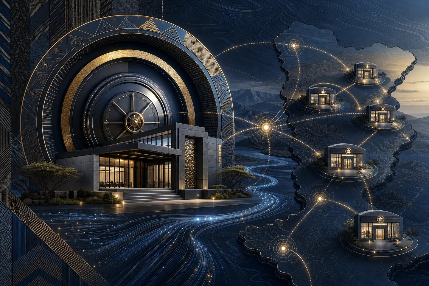 Secure financial network connecting protected branch locations