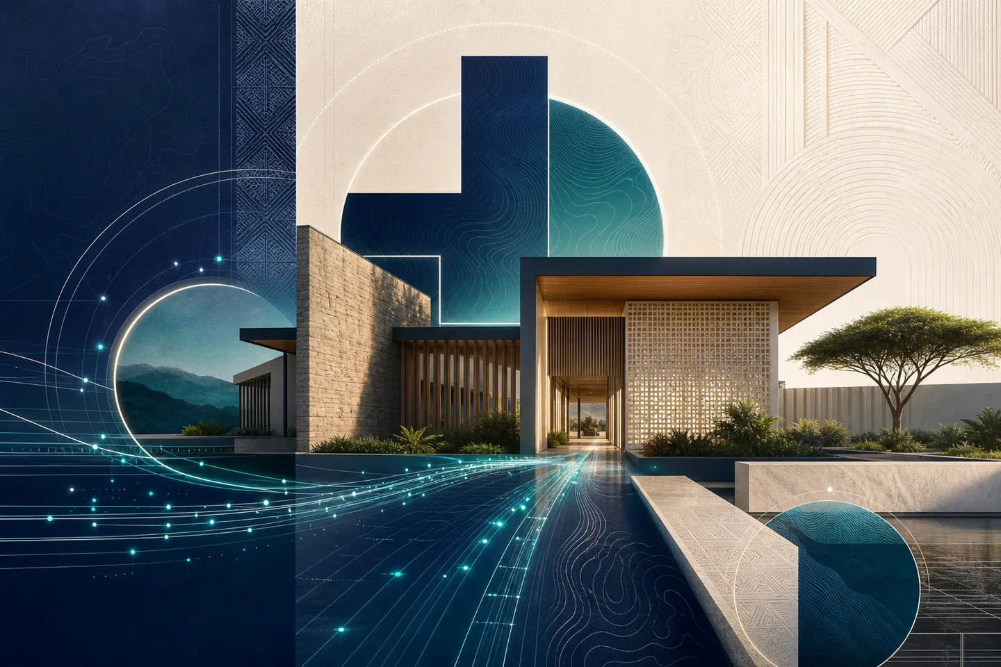 Modern connected healthcare architecture with protective network geometry