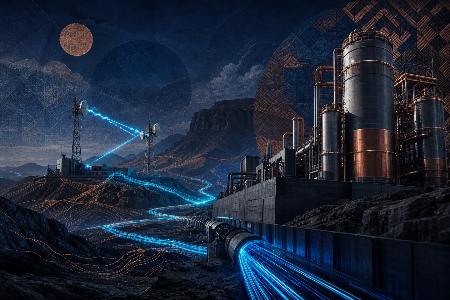 Rugged industrial infrastructure connected by fibre and wireless bridges